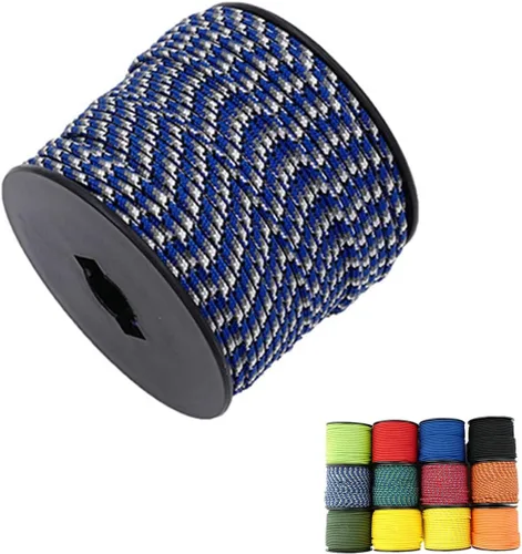 Vista 6 de Cuerda de nailon trenzada sólida de 1/8 pulgadas (3mm) de 164 pies, 5 hebras, paracord, cuerda delgada para manualidades, multiusos, resistente a