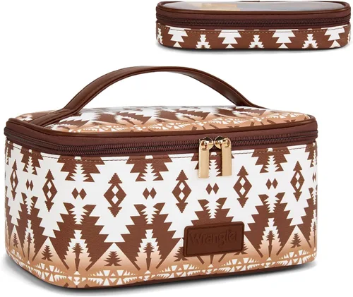 Vista 22 de Wrangler - Bolsa de maquillaje de viaje, 2 piezas, bolsa de cosméticos con Vaca café