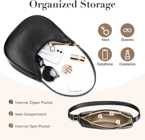 Vista 4 de Missnine Shoulder Bag Purses for Women Small Handbags Mini Clutch Purse with Adjustable Strap Trendy Hobo Underarm Crescent