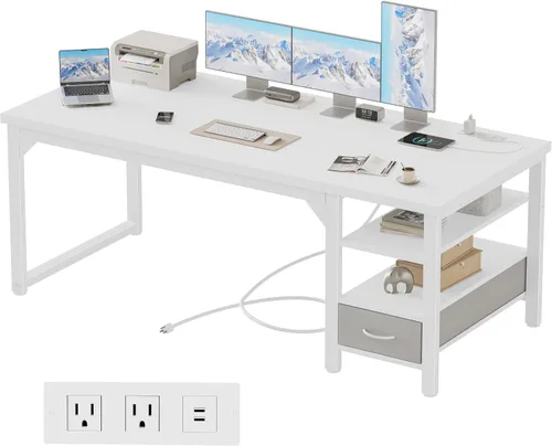 Vista 55 de Mericonia Escritorio para computadora, escritorio de juegos para espacios pequeños, mesa de estilo moderno y simple para oficina en casa, mesa