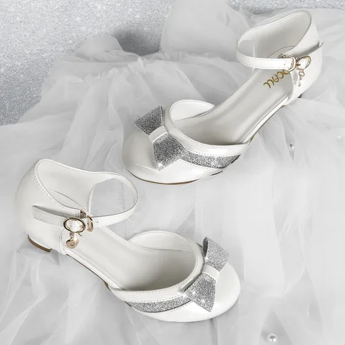 Vista 5 de Zapatos de vestir para niñas, sandalias de tacón alto de piel sintética, perfectas para bodas, fiestas, eventos en la iglesia, escuela y ocasiones