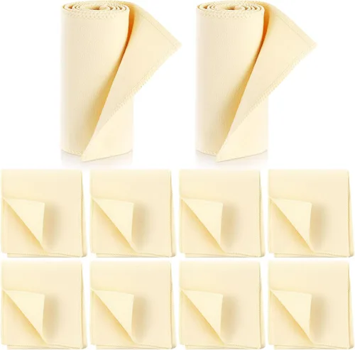 Vista 9 de 10 piezas de kit de paños para pulir zapatos con aplicadores para brillo, paños de limpieza para zapatos de cuero y botas, paños de microfibra