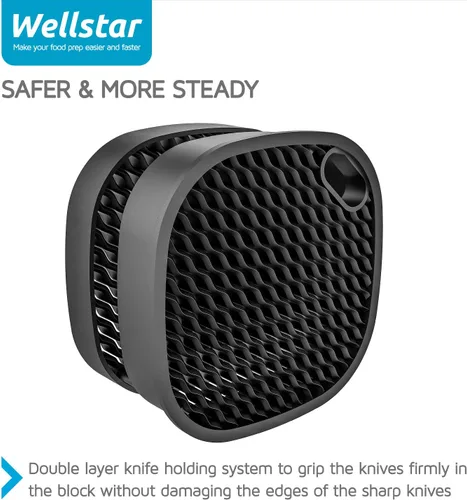 Vista 3 de WELLSTAR Soporte universal para cuchillos de acero inoxidable sin cuchillos, ahorro de espacio seguro, gran volumen, almacenamiento estable