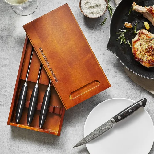 Vista 4 de ZWILLING KRAMER - Juego de cuchillos para carne, 4 piezas, colección EUROLINE Stainless Damascus