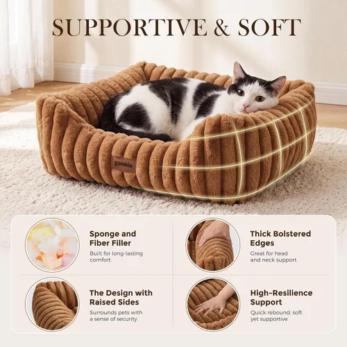 Vista 3 de ZOMISIA Cama para perros pequeños, cama para gatos de interior con funda