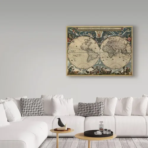 Vista 3 de Mapa del mundo 1684 de Vintage Lavoie, 14x19 pulgadas