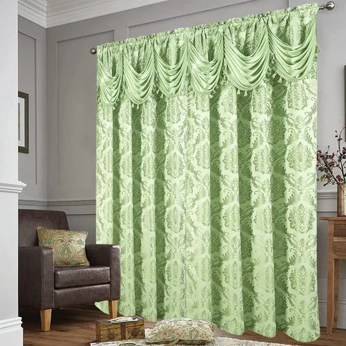 Vista 4 de Cortinas de Jacquard para Ventana de Sala de Estar y Dormitorio 54 Pulgadas de Ancho x 84 Pulgadas de Largo - Juego de 2 Paneles con Cenefa Adjunta