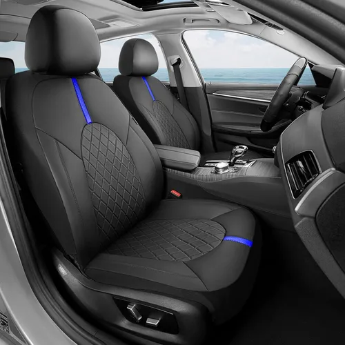 Vista 15 de Coverado Fundas universales de cuero para asientos delanteros, paquete de 2 fundas de asiento para SUV, camioneta, sedán, interior de vehículos