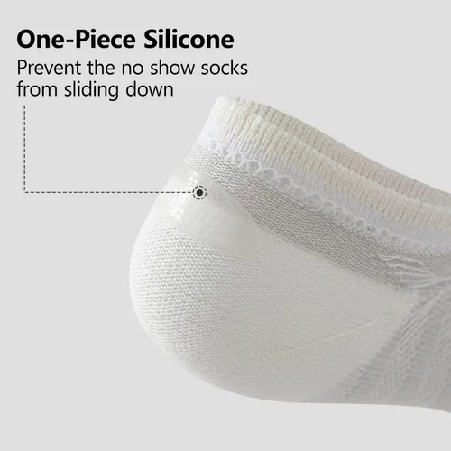 Vista 5 de Calcetines invisibles para hombres y mujeres, 8 pares de calcetines tobilleros de fibra de bambú, antideslizantes, transpirables, suaves, a la moda