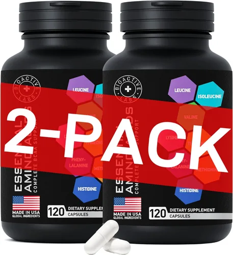 Vista 10 de Suplemento de aminoácidos esenciales para mujeres y hombres – Complejo de aminoácidos BCAA vegano para el crecimiento muscular con los 9 aminoácidos
