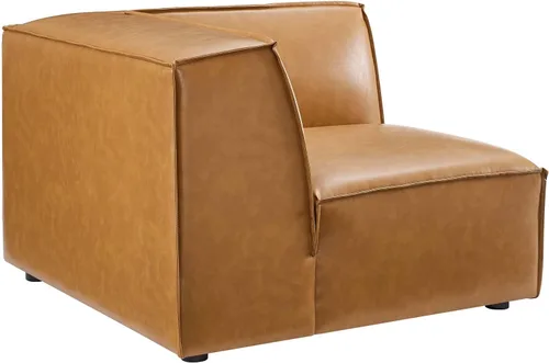 Vista 4 de Modway Restore - Sofá seccional de cuero vegano en color marrón
