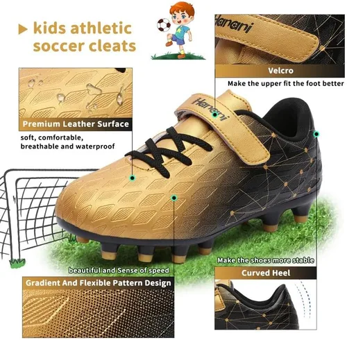 Vista 2 de Hanani Zapatos deportivos de fútbol para niños y niñas, FGAG FGAG, zapatos deportivos de entrenamiento para correr, para interiores y exteriores