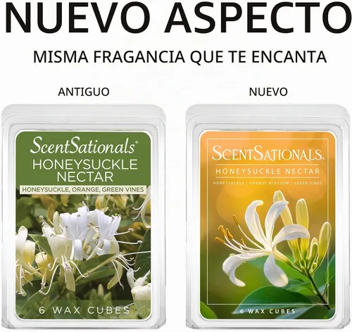 Vista 4 de ScentSationals Cera perfumada de néctar de madreselva para derretir 10 onzas (24 cubos) Fragancia de madreselva, enredaderas verdes y flor