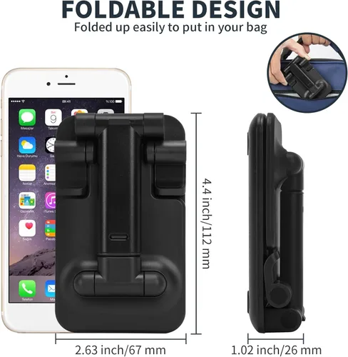 Vista 5 de HOTEMIA Soporte para teléfono celular, soporte plegable ajustable para teléfono para escritorio, soporte de iPhone compatible con todos los Negro