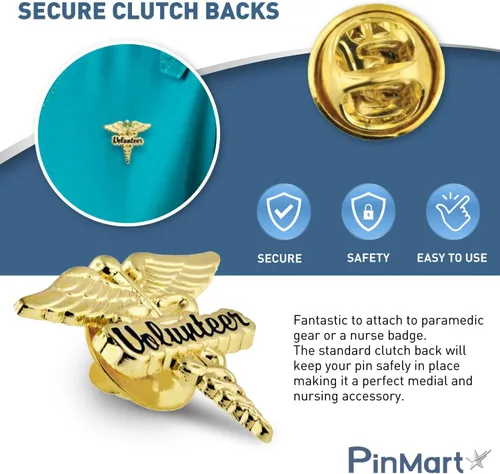 Vista 4 de PinMart s Caduceus - Pin de solapa esmaltado para enfermería, insignia ideal para CNA, accesorios de asistente médico, insignia de enfermera