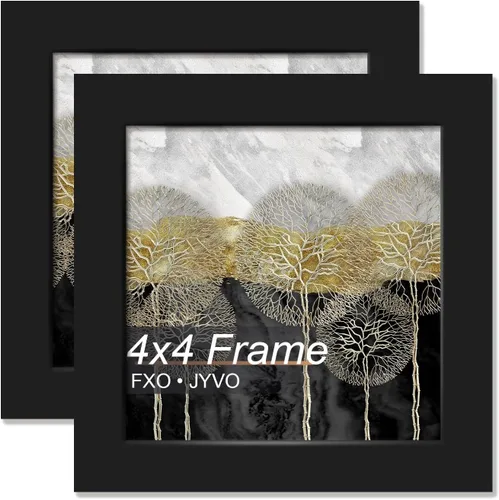 Vista 79 de Fxojyvo Marco de 4 x 4 pulgadas, marco negro para póster cuadrado de 4 x 4, peso ligero y altamente transparente, marco de 4 x 4 para pared, 1