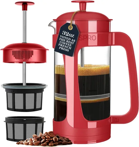 Vista 15 de ESPRO Light P3 - Cafetera de prensa francesa, microfiltro doble patentado para preparar sin arena, resistente al calor, prensa de café de vidrio