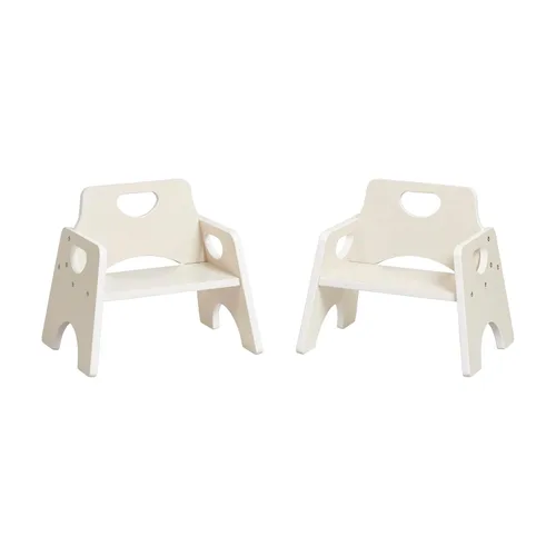 Vista 16 de ECR4Kids Silla apilable de madera para niños pequeños, 15 cm, Muebles para niños, Lavado gris, 2 unidades Gris (Grey Wash)