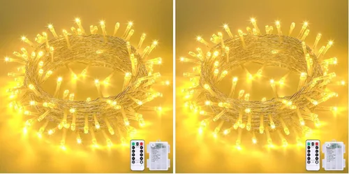 Vista 28 de JMEXSUSS Luces de Navidad multicolor que funcionan con pilas con 8 modos de control remoto, impermeables, 33 pies, 100 luces LED de Navidad