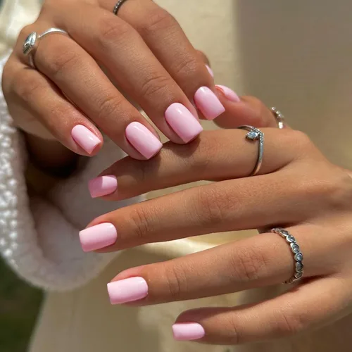 Vista 31 de 48 piezas de uñas postizas a presión color burdeos, uñas falsas en forma de almendra, pegamento para uñas, uñas de longitud media
