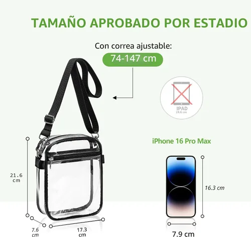 Vista 4 de MAY TREE Clear Bag for Stadium Events Clear Purse for Work Concert Sport Events