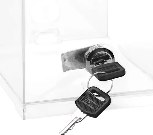 Vista 4 de Amazon Basics Urna con cerradura de llave, transparente