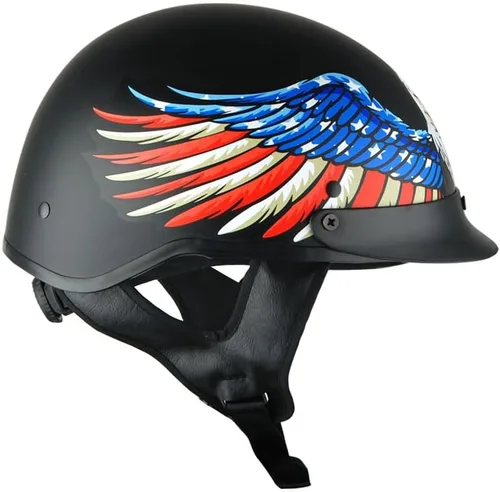 Vista 3 de 1Storm Casco de media cara para motocicleta, ciclomotores, scooter, piloto con visera ahumada interior retráctil