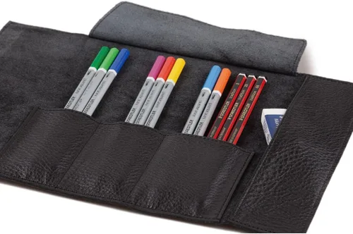Vista 2 de STAEDTLER - Estuche de cuero para bolígrafos, Negro -, Estuche para lápices