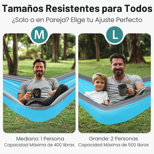 Vista 2 de Kootek Hamaca de campamento con capacidad de 400 libras, hamacas portátiles con correas para árboles y bolsa de transporte adjunta, equipo esencial