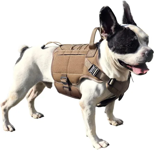 Vista 35 de PETNANNY - Chaleco táctico para perro de servicio - Arnés de apoyo emocional sin tirones con parches de gancho y bucle y sistema Molle para Negro