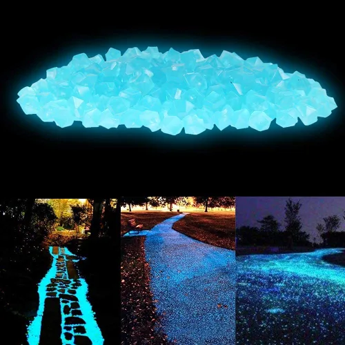 Vista 6 de 200 PCS Piedras Brillantes Guijarros, Jardinería Piedras Luminosas Brillantes Rocas Decoración Exterior Agua Brillante Tanque de Peces Grava (Azul)