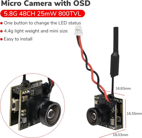 Vista 7 de Radiolink 5.8GHz 800TVL 200mW FPV Cámara para pantalla RC8X FPV