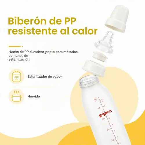 Vista 6 de Pigeon Biberón de paladar hendido para bebé con 2 pezones, 8.11 onzas Botella