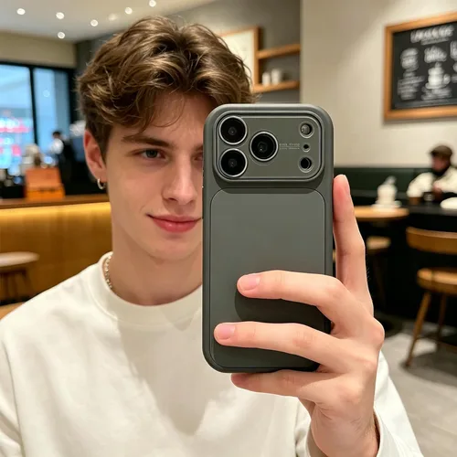 Vista 5 de Funda de silicona líquida para iPhone 17 Pro Max equipada con película protectora de lente, anticolisión suave al tacto y resistente a las manchas