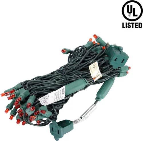 Vista 8 de Luces LED de Navidad, 50 unidades, luz LED de Navidad sin costuras para exteriores e interiores, grado de iluminación comercial, luz roja, cable