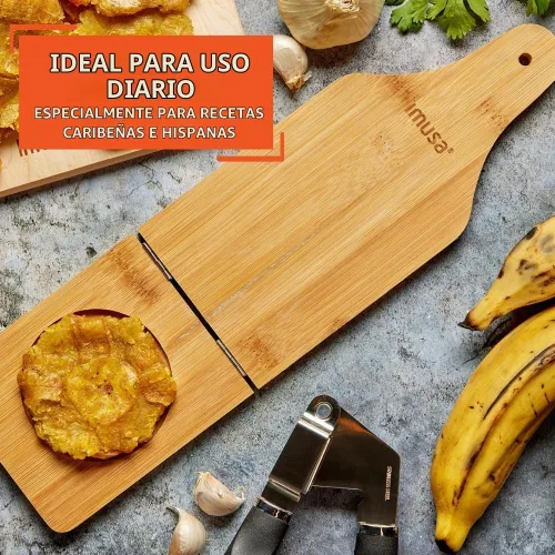 Vista 6 de IMUSA EE.UU. Tostonera tradicional pequeña de bambú/machacador de plátano