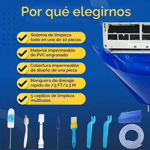 Vista 3 de Oiktylr Kit de limpieza Mini Split de 10 piezas, kit de limpieza de CA, se