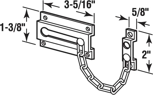 Vista 2 de Prime-Line MP10304 - Cerradura de cadena para puerta, 3-5/16 pulgadas, latón extruido, niquelado satinado, cadena de 6 pulgadas (paquete individual)