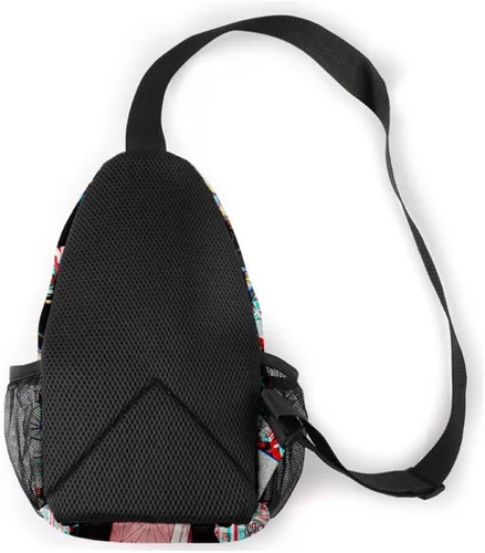 Vista 2 de WANHONGYUE Demon Slayer Kimetsu no Yaiba Anime Sling Mochila Crossbody Bolsas de hombro Bolsa de pecho Bolsa de senderismo