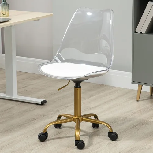 Vista 9 de Silla de escritorio transparente de acrílico con ruedas y altura