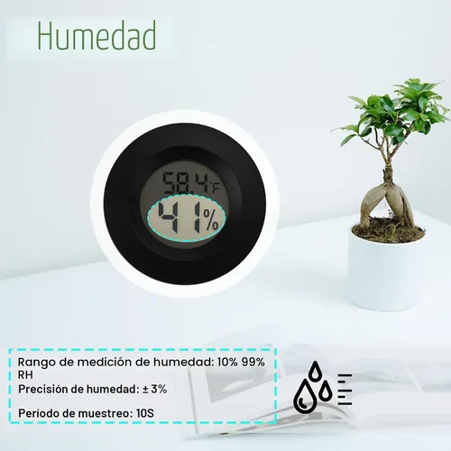 Vista 5 de Mini termómetro higrómetro digital medidor de humedad para interiores y exteriores, monitor de humedad para reptiles para invernadero, jardín