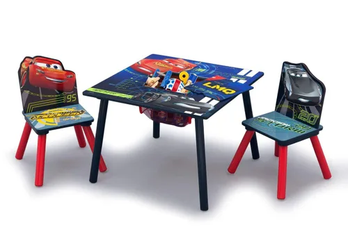 Vista 3 de Delta Children Juego de mesa y silla para niños con almacenamiento (2 sillas incluidas) y caballete y estación de juegos para niños, ideal