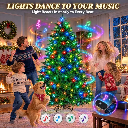 Vista 6 de Árbol de Navidad preiluminado de 6 pies, PVC+PE