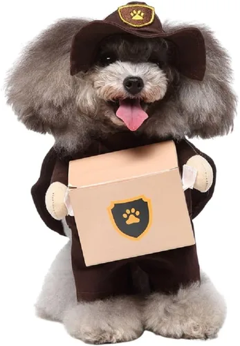 Vista 11 de Disfraz de perro mercenario para cachorro, ropa de cosplay para mascotas, disfraz divertido de Halloween y Navidad, para gatos y perros pequeños
