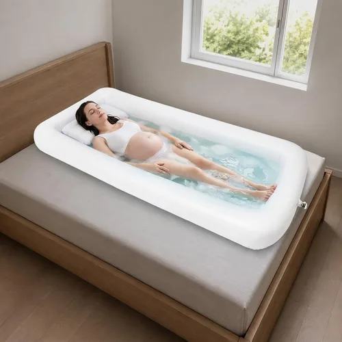 Vista 4 de Inflatable Bathtub for Adults,Portable Bed Bath Tub for Elderly&Disabled (A)