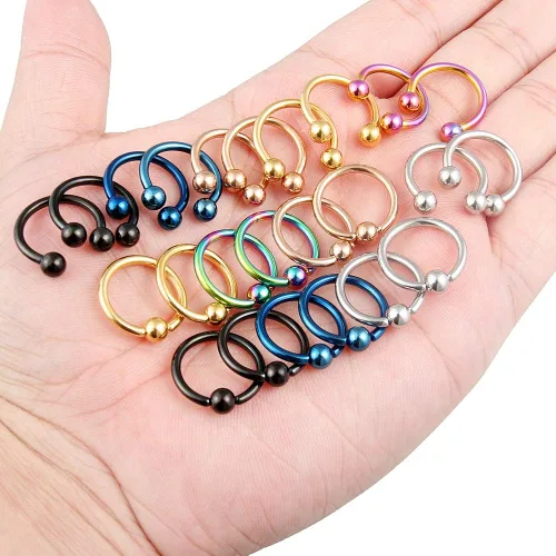 Vista 7 de Kridzisw 24 anillos de acero quirúrgico de 12 G con cuentas cautivas para la nariz tabique ceja labio pezón lengua ombligo joyería para mujeres