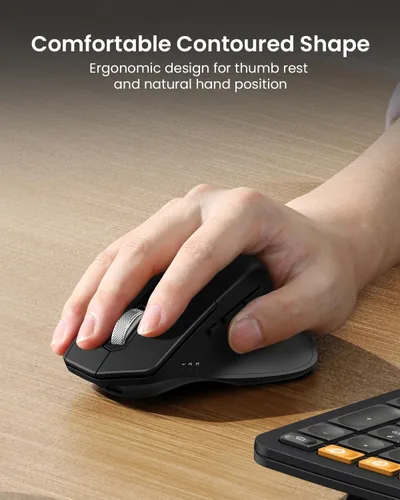 Vista 5 de ProtoArc Teclado y Ratón Inalámbrico Ergonómico, EKM01 Plus Combo de Teclado y Ratón Bluetooth Ergo de Tamaño Completo, Diseño Dividido