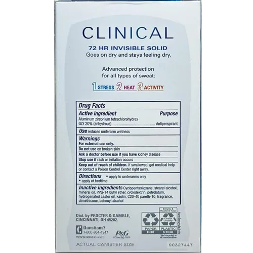 Vista 2 de Desodorante Secret Clinical Completely Clean, 1.6oz 3 paquetes