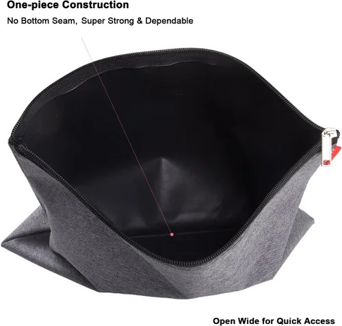 Vista 7 de Paquete de 5 bolsas de herramientas de lona con cremallera, 13.3 x 9.4 pulgadas, 14 onzas, resistente, impermeable, multiusos, para organizar