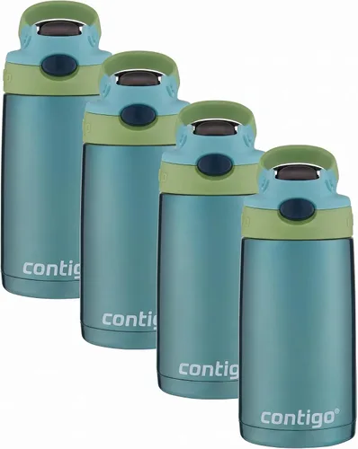 Vista 13 de Contigo Autospout - Botella de agua con popote y pajita, 384.81 ml, Azalea/Pansy Spill-Proof Valve, Easy-Clean Lid, One-Handed Drinking, BPA-Free